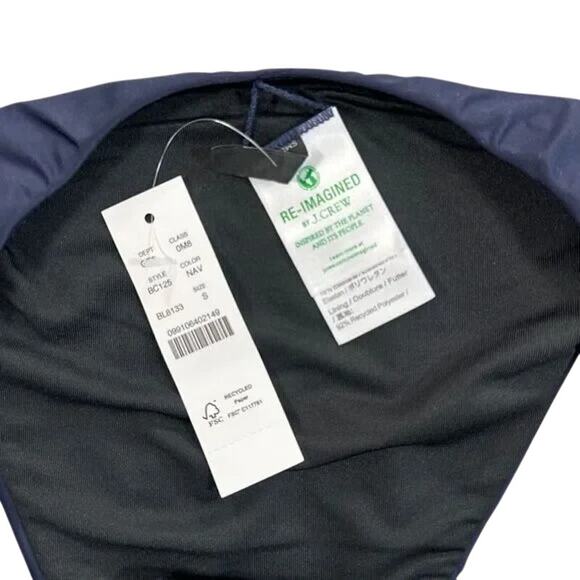 NWT J.Crew Curved Waist Mid Rise High Leg Cheeky Bikini Bottom Swim S Navy Blue - Picture 7 of 15